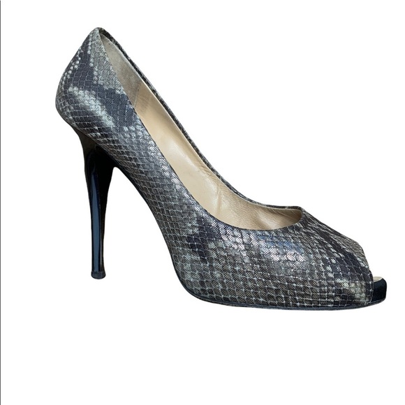 Giuseppe Zanotti Snakeskin Open Toe Animal Print Heels sz 37 - Picture 1 of 8